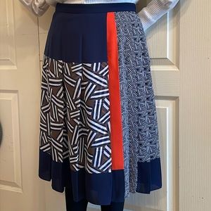 Diane Von Frustenberg pleated patterned color block skirt 12